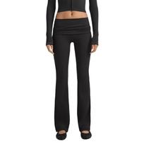 NikeSKIMS Matte Women's Flared Fold-Over Waistband Pants BOLEG9493W-OBD S black