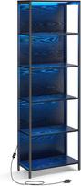 VASAGLE 6 lentynų knygų spinta su reguliuojamu LED apšvietimu, lentyna su plieniniu rėmu, 30,3 x 60 x 178,6 cm, svetainei, miegamajam, darbo kambariui, Ebono juoda juoda