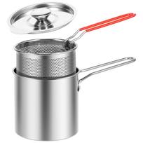 Deep Set Frying Pot Kitchen Fryer With Strainer Stainless Steel Tempura Fryer Pan Fry Pot Chicken Fried Chicken Cooking Tools gray
