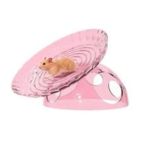 Tylus žiurkėno bėgimo ratas Skraidanti lėkštė Hamsterio ratas su slėptuve 2-in-1 Stabilus saugus žiurkėno mankštos ratas smiltpelėms, deguoninėms, mažiems augintiniams rožinė
