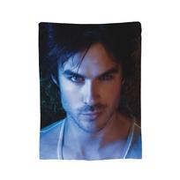 Damon Salvatore The Vampire Diaries Blankets Fleece Printed Ian Somerhalder Portable Warm Throw Blanket for Sofa Bedding Throws 100x150cm black