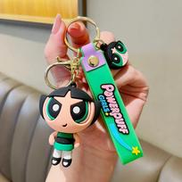 Top-Grade Super Superior-Grade Cute! High-Standard Powerpuff First-Class Girls Premium-Quality Cartoon High-Standard Keychains First-Class Blossom 6cm brown