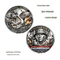 Vietnam War Soldier in Flames Commemorative US Veterans Military Coin 40x40x3mm sidabras