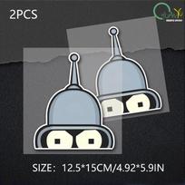 Bender-Face-Futurama's Sticker Cartoon Vinyl for Cars Trucks Laptops 12.5x15cm gray
