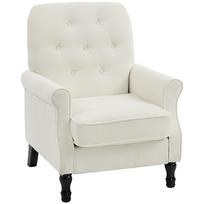 Svetainės fotelis, 1 vietos sofa su storu paminkštintu sėdimuoju paviršiumi, spyruoklinė pagalvė, lininis audinys, 69x75x90cm, kreminės spalvos 75 x 69 x 90 cm