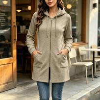 Women's Casual Long Sleeve Zip Up Hoodie Sweatshirt Jacket for Daily Wear XXL balta