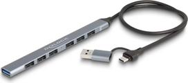 Delock 4 Port Slim USB Hub with USB Type-C™ or USB Type-A to 3 x USB 5Gbps USB Type-C™ + 1 x USB 5Gbps Type-A