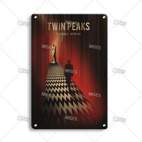 MISES Twin Peaks Classic TV Metal Sign Rusty Metal Poster Man Cave Garage Club Industrial Decor Decorative Plate Metal Plaque 20x30cm（7.8x11.8inch） black
