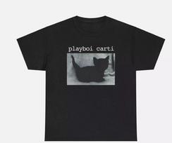 Playboi Carti Juodo Katino Marškinėliai Pilno Dydžio S-5XL K928 S gray