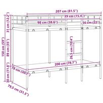 Bunk Bed without Mattress White 80 x 200 cm Steel