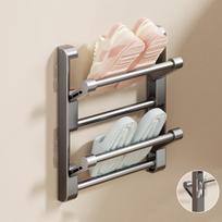 Bathroom Slipper Rack, Wall Mounted, Non Perforated, Shoe Rack Behind The Bathroom Door, Drainage Multi-Layer Folding Shoe Stora A gray