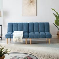 2 vietų sofa-lova 167 cm - Sulankstoma su 3 padėčių reguliuojamu atlošu, erdvę taupanti miegama sofa svetainei ir biurui, svečių lova mažoms patalpoms 167 x 82 x 72 cm mėlyna
