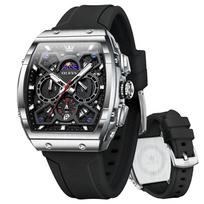 OLEVS Analog Quartz Sports Black Silica Gel Black Silicone Chronograph Men's Watch, Strap, Waterproof, Dial, Watch, Men's