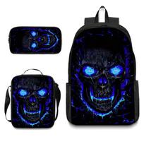 Kaukolės Spausdinimo Mokyklinė Kuprinė Paaugliams 20L Talpa Oksfordo Audinys Paminkštintos Petnešos Daugybė Spalvų Backpack black
