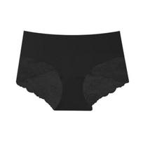 Medvilniniai apatiniai moterims Seksualūs nėriniai Tamprios Hipsterio kelnaitės Aukšto juosmens Besiūlės Minkštos Bikini kelnaitės S black