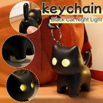 Night Light Keychain Funny BlackCat LED Night Light Keychain One Size