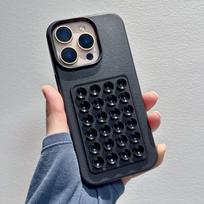 Luxury Silicone Litchi Texture Case For iPhone 17 16 15 14 13 12 11 Pro Max XR X XS Plus 3D Suction Cup Airbag Shockproof Cover For iPhone17 Pro Max&Silicon juoda