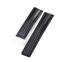 20mm 22mm For TAG Heuer F1 Watchband Carbon Fiber Texture Cattle Cowhide Black Red Band Men's Strap With Foldable 19mm gray