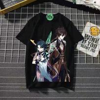 Genshin impact cosplay game manga T-shirt shirt undershirt undershirt polyester 3XL black