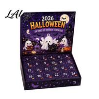 24 Day Countdown Calendar Halloween Advent 2026 Ghost with Non Repeating Baubles Collectible Figures Gifts for Kids Boys Girls Party Favors Spooky black