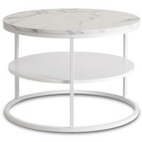 Geriausias kavos staliukas su lentyna 70 cm Baltas marmuras/Baltas Modernus