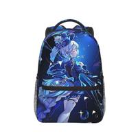 Genshin Impact Furina Illustration Backpack Large Capacity Kids School Bag Unisex BookBag for Men Women Daypack One Size blue