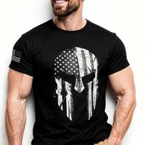USA Flag Spartan Helmet Tee American Pride 130 black