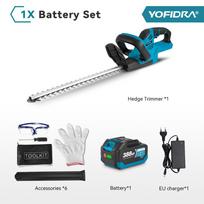 YOFIDRA 2000W Elektrinis gyvatvorių genėtuvas 15000 RPM Vejapjovė Sodo tvarkymo įrankis gyvatvorių genėjimui Makita 18V baterijai 1xBattery-EU Plug
