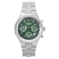 Bulova Octagon Prestige Chronograph Nerūdijančio plieno Žalias ciferblatas Kvarcinis 96B409 100M Vyriškas laikrodis žalia