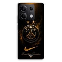Dėklas Xiaomi Redmi Note 13 5G PSG dvigubas čempionas ir didžiuojasi, juodas ir auksinis Maniacase juoda