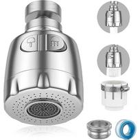 Faucet Aerator, 360 Swivel Faucet Aerator, Water Saving Faucet Filter Regulator Spray Head Nozzle for Kitchen Bathroom, 2 Modes, Silver