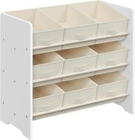 SONGMICS Žaislų organizatorius, vaikiška žaislų lentyna su 9 neaustinio audinio dėžėmis, vaikų kambariui ir žaidimų kambariui, talpi, 29,5 x 62,5 x 60 cm, debesis balta balta