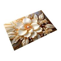 Floor Mat 3D Flower Pattern Non-Slip Rubber Backing Absorbent Quick-Drying Rug Bathroom 40*60cm beige