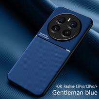 For Oppo Realme 12 Pro Plus 5G Case  Silicone Car Magnetic Holder Back Cover For Realmi 12 Pro+ Pro Plus 5G Leather Cases Realme12ProPlus 5G blue