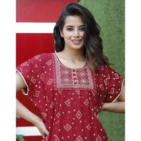 Bordo medvilninė patogi naktinė suknelė Indijos Bollywood spaudinių laisvo dydžio naktinė suknelė 3XL-46 black