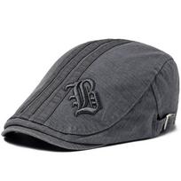 New Men Beret Fashion Embroidery Flat Cap Summer Visor For Male Fashion Vintage Cotton Casual Berets Adjustable 54-60cm gray