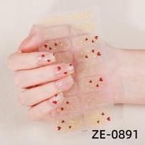 No Glue Gel Nail Stickers Waterproof Matte Glitter Press On Nails for Women French Style beige
