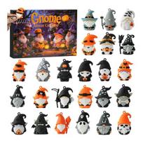 Faceless Gnome Pendant Set Advent Calendar 2026, 24 Days Halloween Countdown with Spooky Tree Ornaments Resin Figures, Collectible Gifts for Sets gray