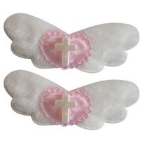 Gothic Y2K Angel Wing Hair Clip Aesthetics Sweet Cross Heart Hairpin Barrettes Bobbypins Hair Accessories for Side Bangs 2P rožinė