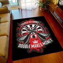 Dart Target Sport Carpet Non Slip Rug for Game Room, Living Room & Bedroom Door Mat, Birthday Gift & Home Decor 50cm x 80cm black