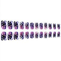 Halloween Gothic Press On Nail Set of 24 Dark Purple Lighting Pattern Faux Nail Flexible Fit For Casual Formal Event 1 gray