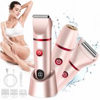Elektrinis 3in1 moteriškas bikini kūno epiliatorius ir skustuvas šlapiam ir sausam naudojimui