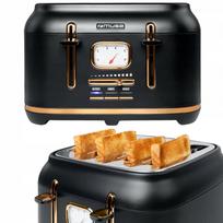 Skrudintuvas Retro 1800W 4 skrebučiai juodas auksinis reguliuojama temperatūra