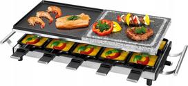 Raclette grilis 10 asmenų su natūralaus akmens plokšte ir 10 keptuvėlių