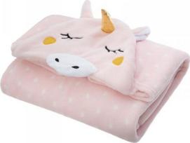 Vaikiškas antklodė su gobtuvu Atmosphera, unicorn, rožinė
