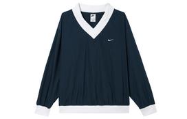 Nike Sportswear Essential moteriškas laisvas UV apsaugos austas ilgomis rankovėmis V formos iškirptės viršus FV7650-480 M black