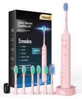 Elektrinis dantų šepetėlis 7MAGIC D36, rožinis, 6 galvutės