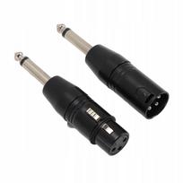 XLR adapteris, 6,35 mm vyras į LH, juodas, 1 pora