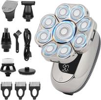Elektrinis 9D IPX6 vandeniui atsparus 6in1 plikagalvių skutimo LED trimeris