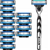 Skustuvas su 12 Gillette Mach3 peiliukų ir veido skustuvas